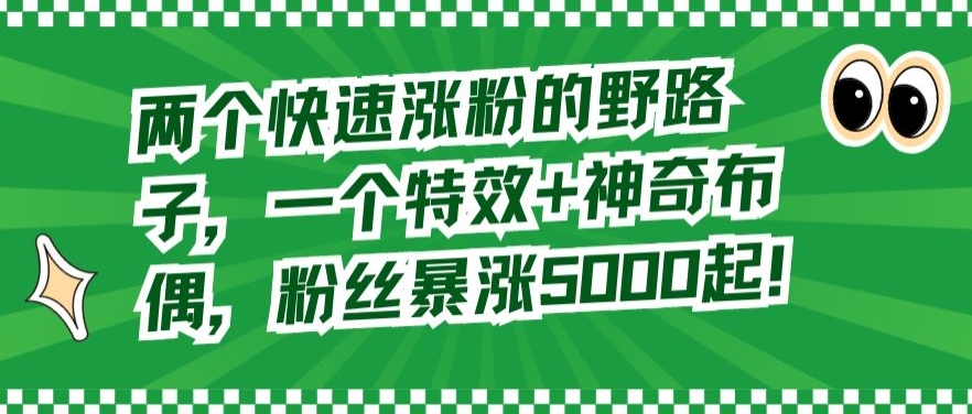 两个快速涨粉的野路子，一个特效+神奇布偶，粉丝暴涨5000起【揭秘】-连烟牍库