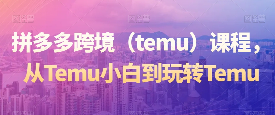 拼多多跨境（temu）课程，从Temu小白到玩转Temu-连烟牍库