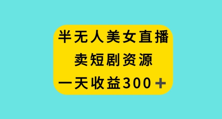 半无人美女直播，卖短剧资源，一天收益300+【揭秘】-连烟牍库