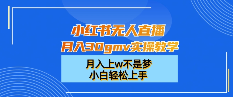 小红书无人直播月入30gmv实操教学，月入上w不是梦，小白轻松上手【揭秘】-连烟牍库