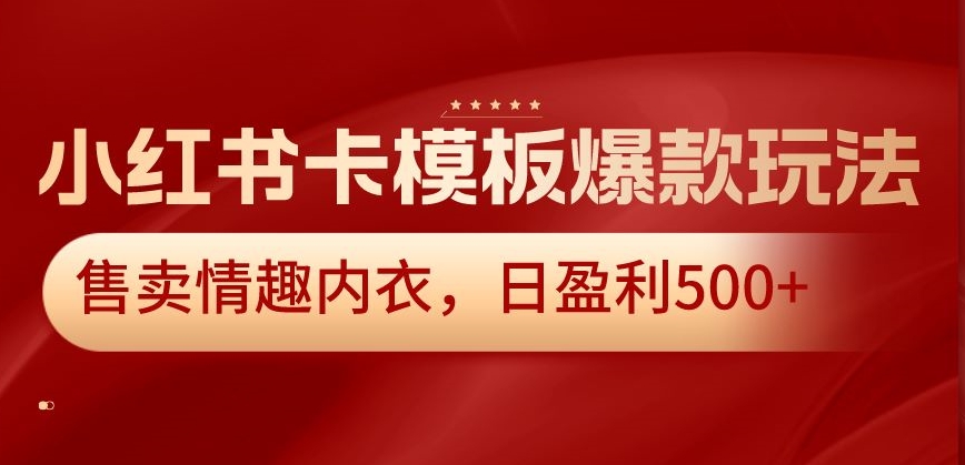 小红书卡模板爆款玩法，售卖情趣内衣，日盈利500+【揭秘】-连烟牍库
