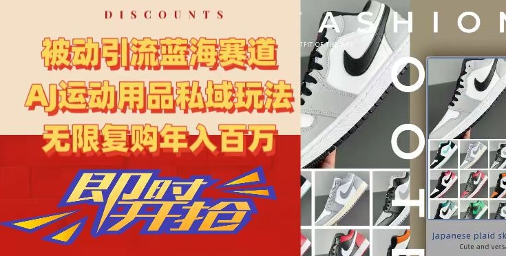 被动引流蓝海赛道，AJ运动用品私域玩法，无限复购年入百万【揭秘】-连烟牍库