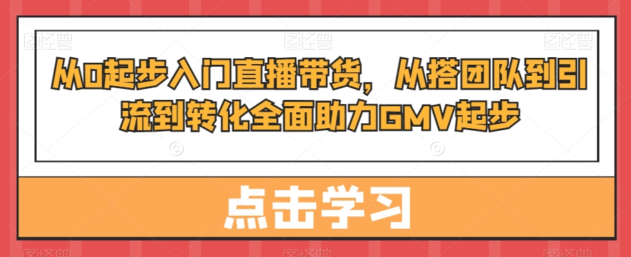 从0起步入门直播带货，​从搭团队到引流到转化全面助力GMV起步-连烟牍库