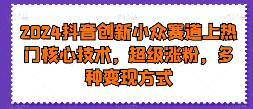2024抖音创新小众赛道上热门核心技术，超级涨粉，多种变现方式【揭秘】-连烟牍库