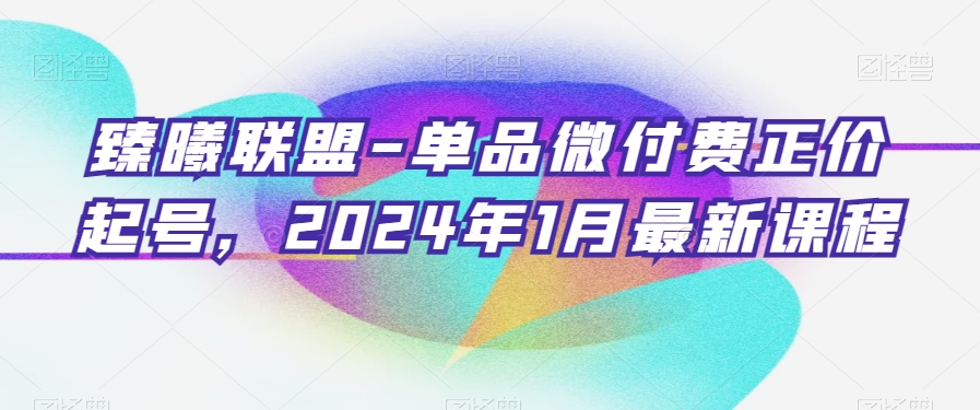 臻曦联盟-单品微付费正价起号，2024年1月最新课程-连烟牍库