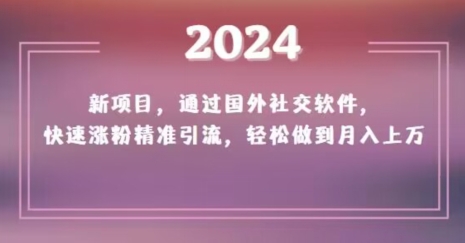 2024新项目，通过国外社交软件，快速涨粉精准引流，轻松做到月入上万【揭秘】-连烟牍库