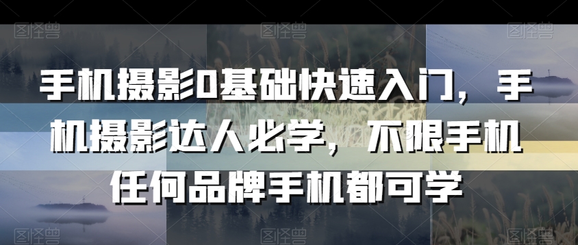 手机摄影0基础快速入门，手机摄影达人必学，不限手机任何品牌手机都可学-连烟牍库
