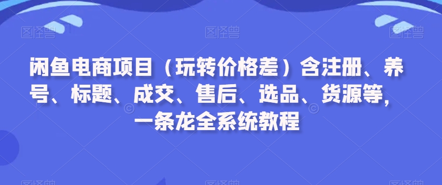 闲鱼电商项目（玩转价格差）含注册、养号、标题、成交、售后、选品、货源等，一条龙全系统教程-连烟牍库