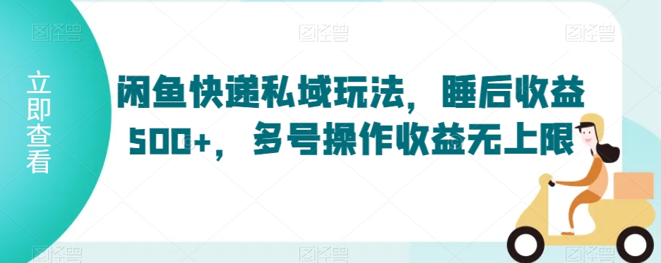 闲鱼快递私域玩法，睡后收益500+，多号操作收益无上限【揭秘】-连烟牍库