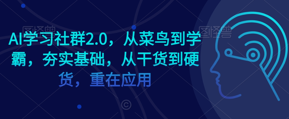 AI学习社群2.0，从菜鸟到学霸，夯实基础，从干货到硬货，重在应用-连烟牍库