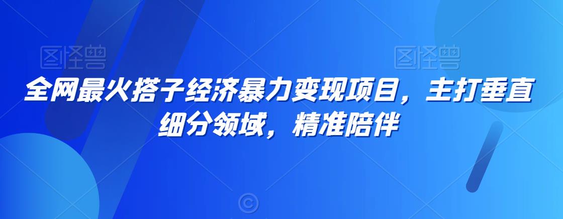 全网最火搭子经济暴力变现项目，主打垂直细分领域，精准陪伴【揭秘】-连烟牍库