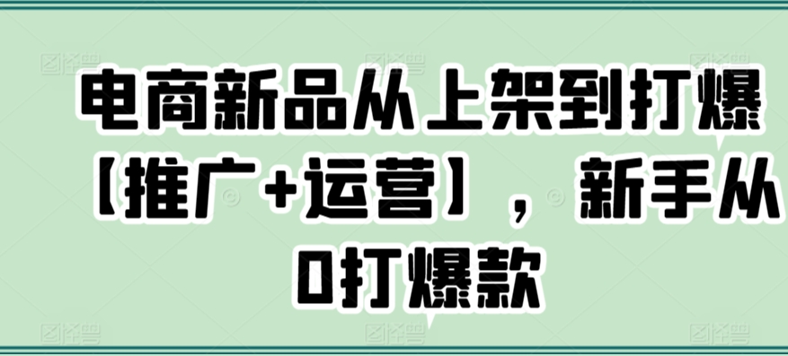 电商新品从上架到打爆【推广+运营】，新手从0打爆款-连烟牍库