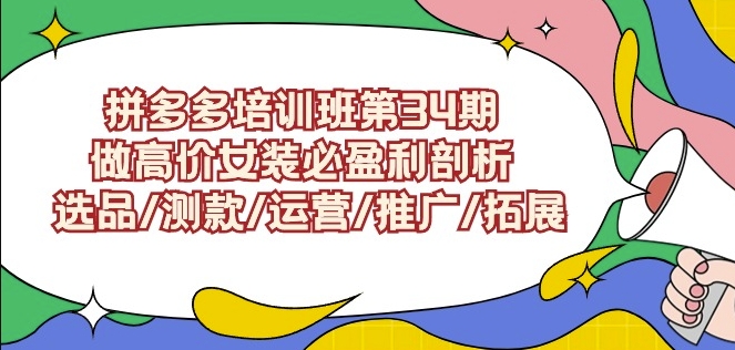 拼多多培训班第34期：做高价女装必盈利剖析选品/测款/运营/推广/拓展-连烟牍库