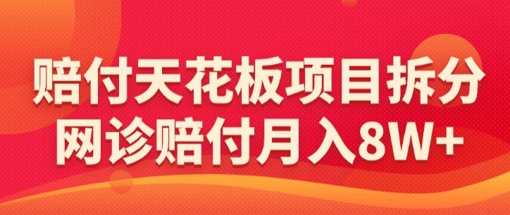赔付天花板项目拆分，网诊赔付月入8W+-【仅揭秘】-连烟牍库