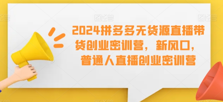 2024拼多多无货源直播带货创业密训营，新风口，普通人直播创业密训营-连烟牍库
