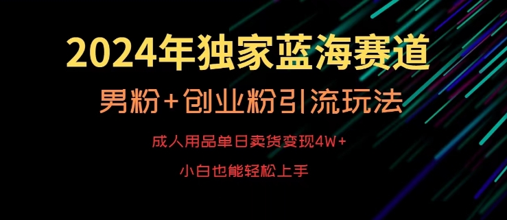 2024年独家蓝海赛道，成人用品单日卖货变现4W+，男粉+创业粉引流玩法，不愁搞不到流量【揭秘】-连烟牍库