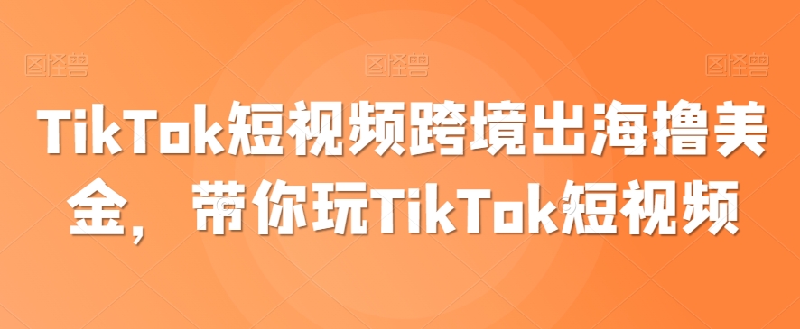 TikTok短视频跨境出海撸美金，带你玩TikTok短视频-连烟牍库