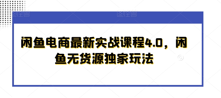 闲鱼电商最新实战课程4.0，闲鱼无货源独家玩法-连烟牍库