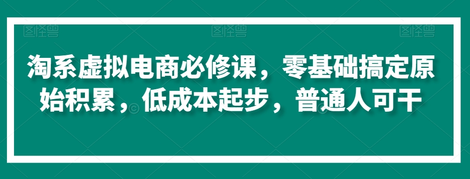 淘系虚拟电商必修课，零基础搞定原始积累，低成本起步，普通人可干-连烟牍库
