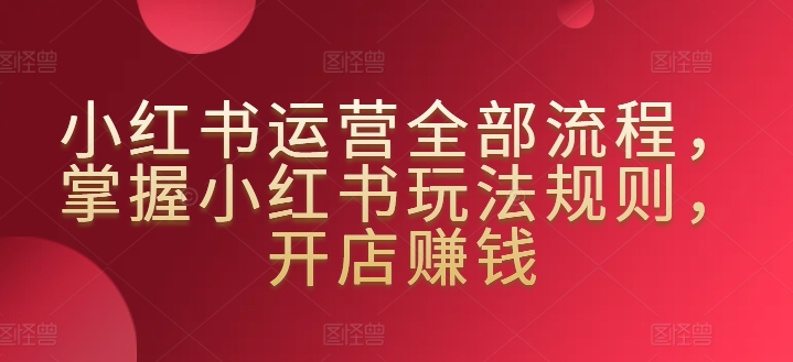 小红书运营全部流程，掌握小红书玩法规则，开店赚钱-连烟牍库