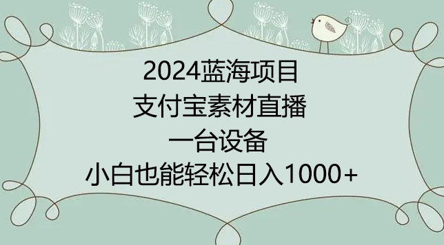 2024年蓝海项目，支付宝素材直播，无需出境，小白也能日入1000+ ，实操教程【揭秘】-连烟牍库
