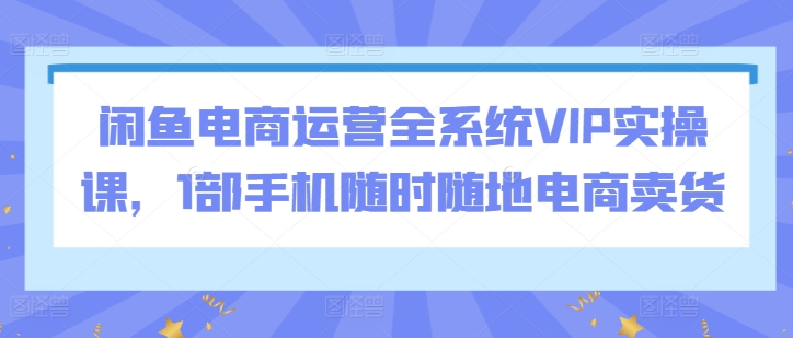 闲鱼电商运营全系统VIP实操课，1部手机随时随地电商卖货-连烟牍库