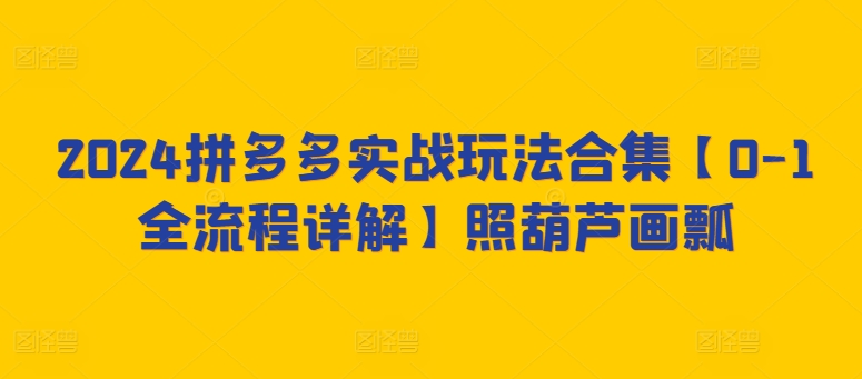 2024拼多多实战玩法合集【0-1全流程详解】照葫芦画瓢-连烟牍库