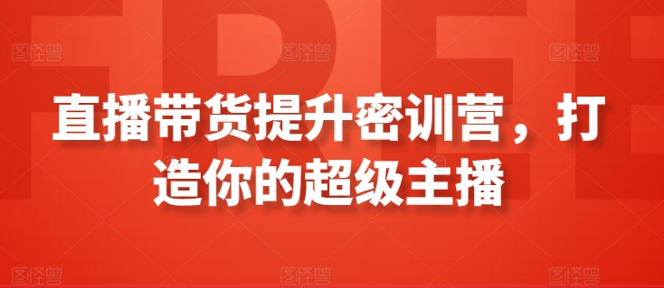 直播带货提升密训营，打造你的超级主播-连烟牍库