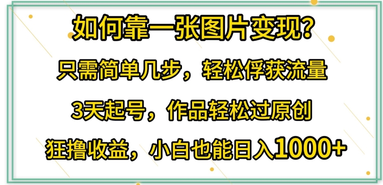 如何靠一张图片变现?只需简单几步，轻松俘获流量，3天起号，作品轻松过原创【揭秘】-连烟牍库