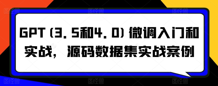 GPT(3.5和4.0)微调入门和实战，源码数据集实战案例-连烟牍库