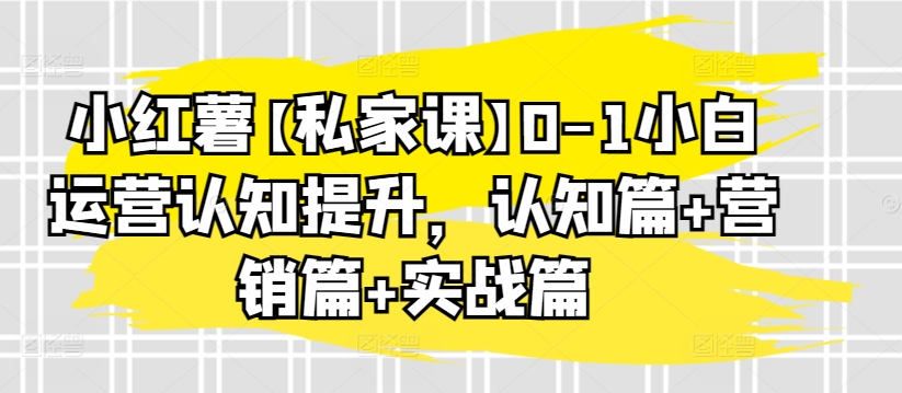 小红薯【私家课】0-1小白运营认知提升，认知篇+营销篇+实战篇-连烟牍库