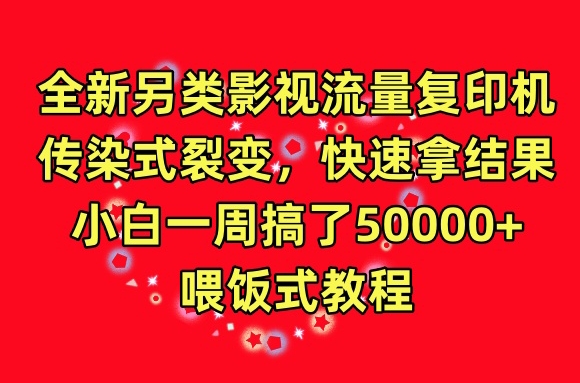 全新另类影视流量复印机，传染式裂变，快速拿结果，小白一周搞了50000+，喂饭式教程【揭秘】-连烟牍库
