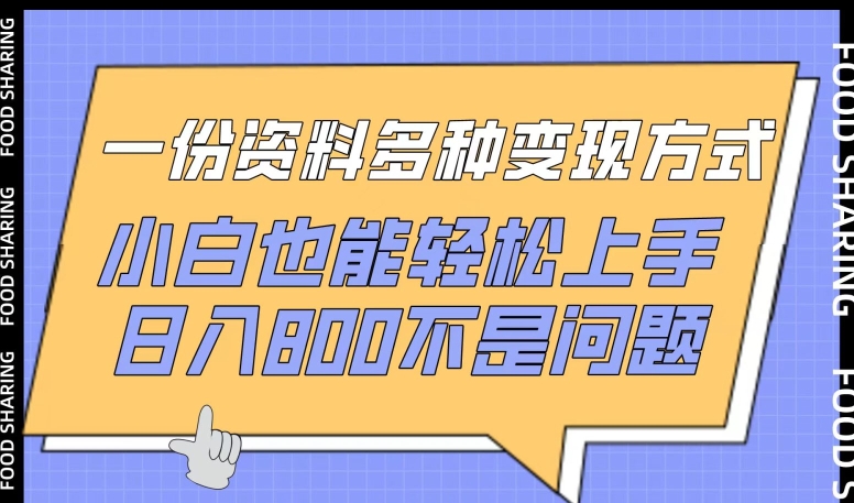 一份资料多种变现方式，小白也能轻松上手，日入800不是问题【揭秘】-连烟牍库