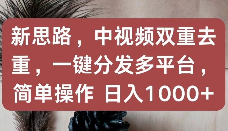 新思路，中视频双重去重，一键分发多平台，简单操作，日入1000+【揭秘】-连烟牍库