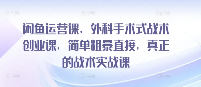 闲鱼运营课，外科手术式战术创业课，简单粗暴直接，真正的战术实战课-连烟牍库