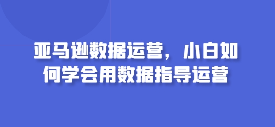 亚马逊数据运营，小白如何学会用数据指导运营-连烟牍库
