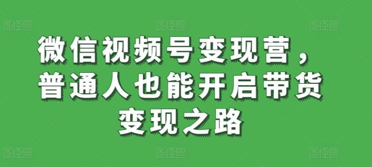 微信视频号变现营，普通人也能开启带货变现之路-连烟牍库