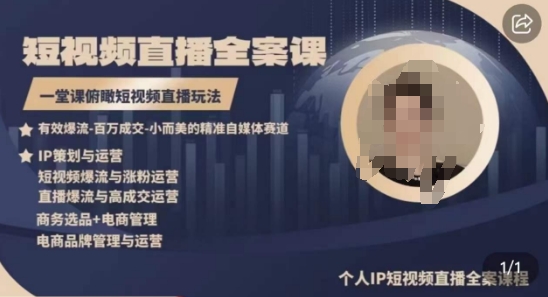 高品质IP短视频直播全案课程，一堂课俯瞰短视频直播玩法-连烟牍库