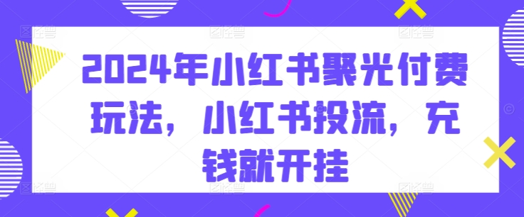 2024年小红书聚光付费玩法，小红书投流，充钱就开挂-连烟牍库