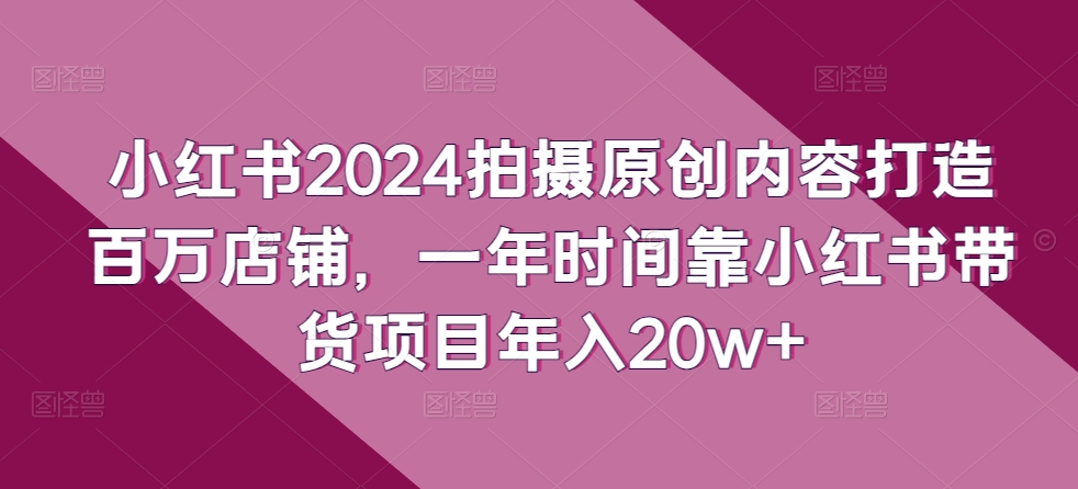 小红书2024拍摄原创内容打造百万店铺，一年时间靠小红书带货项目年入20w+-连烟牍库