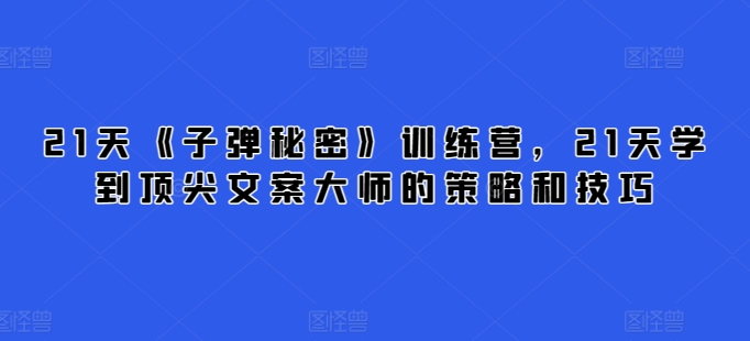 21天《子弹秘密》训练营，21天学到顶尖文案大师的策略和技巧-连烟牍库
