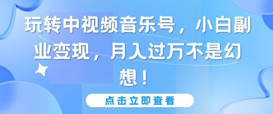 玩转中视频音乐号，小白副业变现，月入过万不是幻想【揭秘】-连烟牍库