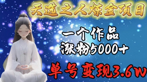 天选之人炼金项目，一个作品涨粉5000+，单号变现3.6w【揭秘】-连烟牍库