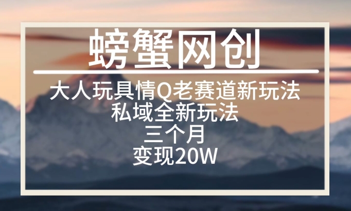 大人玩具情Q用品赛道私域全新玩法，三个月变现20W，老项目新思路【揭秘】-连烟牍库