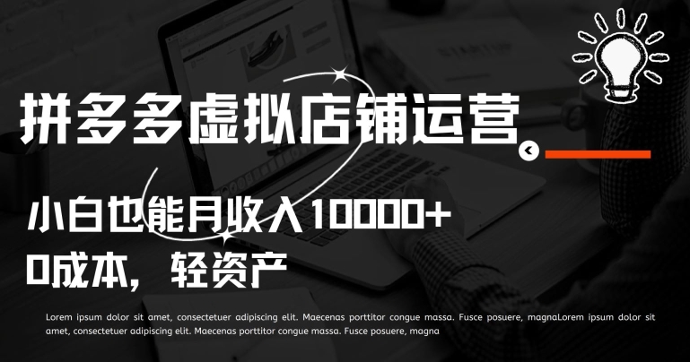 拼多多虚拟店铺运营小白也能月收入10000+【揭秘】-连烟牍库