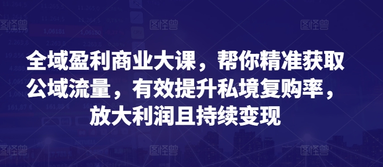 全域盈利商业大课，帮你精准获取公域流量，有效提升私境复购率，放大利润且持续变现-连烟牍库