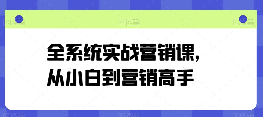 全系统实战营销课，从小白到营销高手-连烟牍库