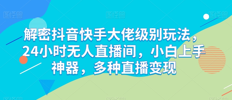 解密抖音快手大佬级别玩法，24小时无人直播间，小白上手神器，多种直播变现【揭秘】-连烟牍库