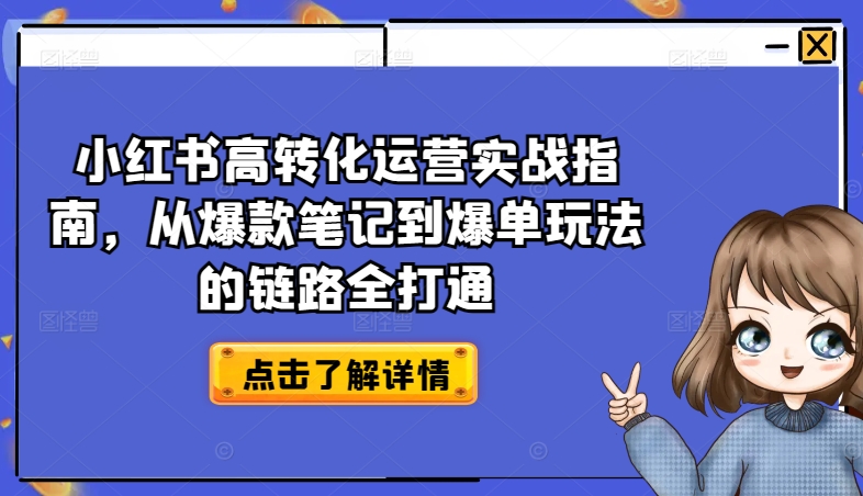 小红书高转化运营实战指南，从爆款笔记到爆单玩法的链路全打通-连烟牍库