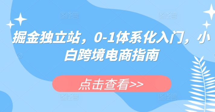 掘金独立站，0-1体系化入门，小白跨境电商指南-连烟牍库